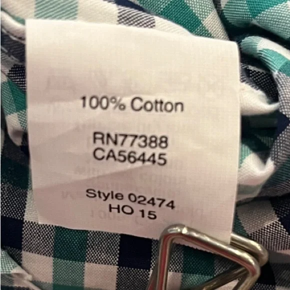 J.Crew (Thomas Shirtings) Men’s XL Gingham Navy Green White Button Down - Picture 7 of 8